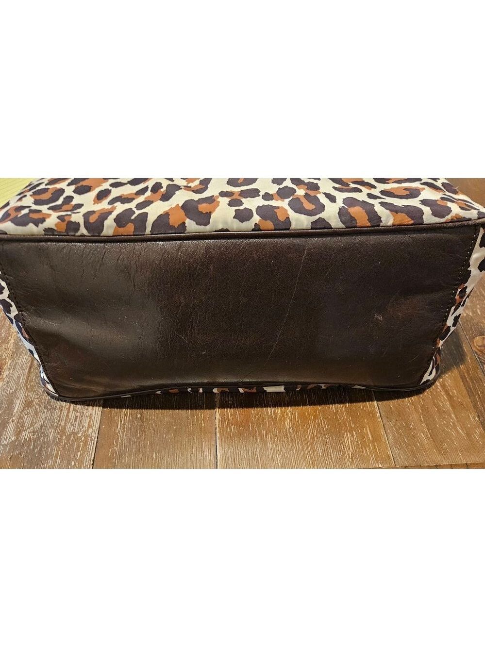 Women's Tory Burch Leopard Print Large Tote Bag Rope Handles Brown Beige - Picture 7 of 12